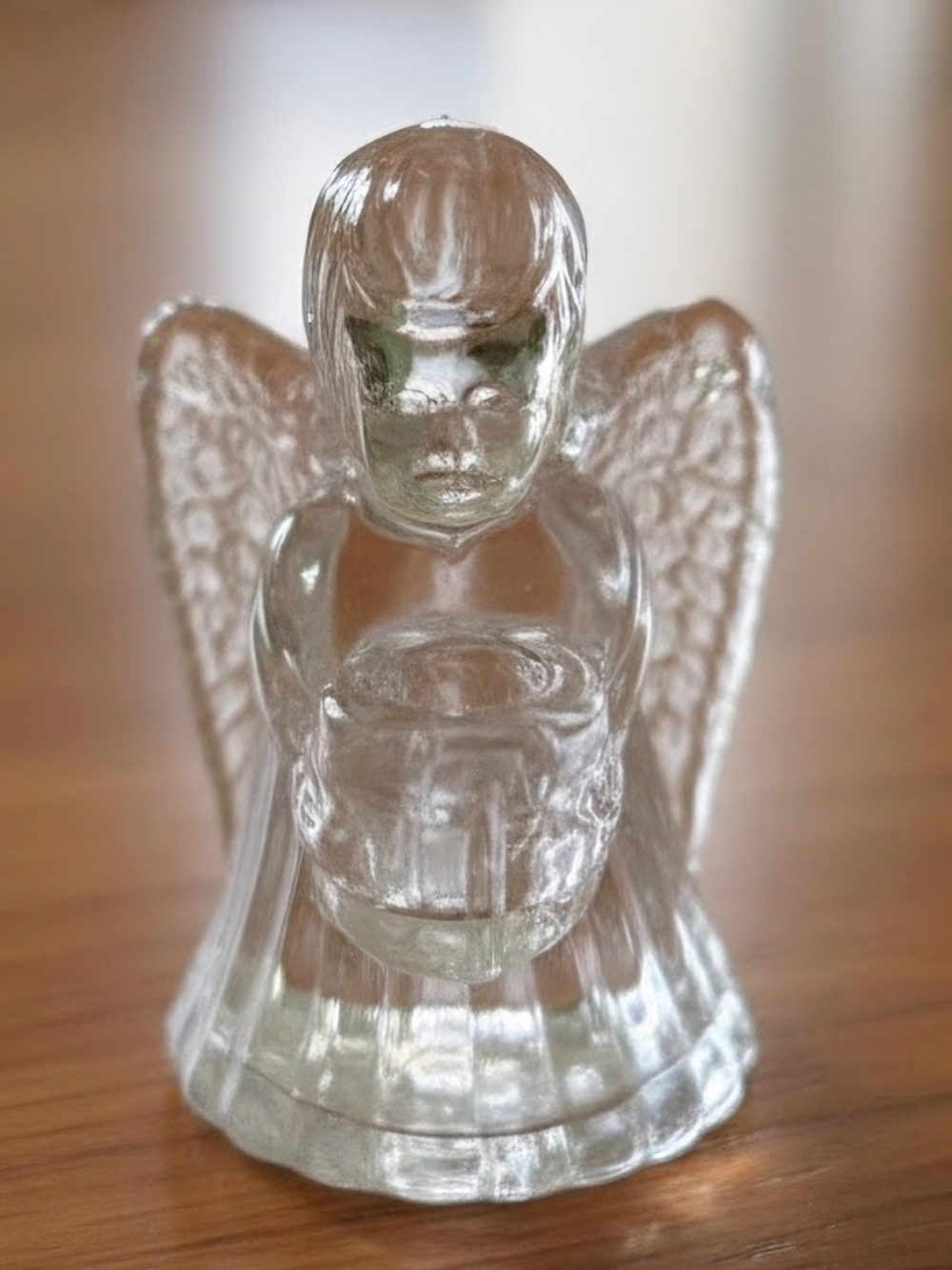 Vintage Biedermann Crystal Clear Glass Angel Miniature Candle Holder
